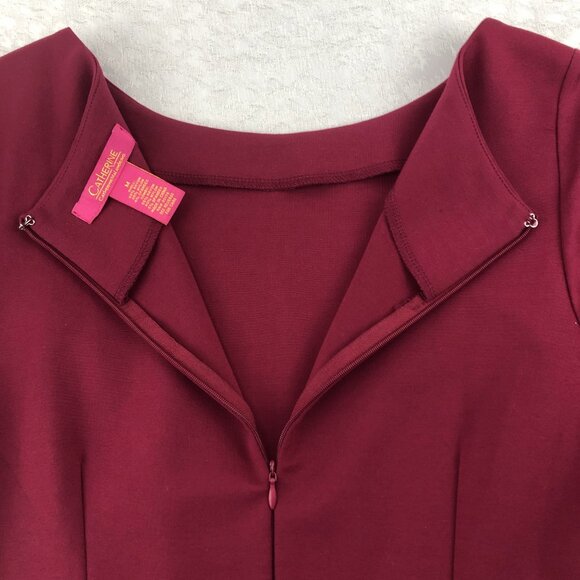 Catherine Malandrino Burgundy Scoop Neck Dress with Wide Bell Sleeves Size M - Picture 6 of 11